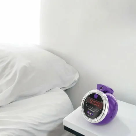 METRONIC Radio-réveil Pop Purple FM USB Projection Double Alarme - Violet - Violet 3 METRONIC Radio-réveil Pop Purple FM USB Projection Double Alarme - Violet - Violet – Image 3
