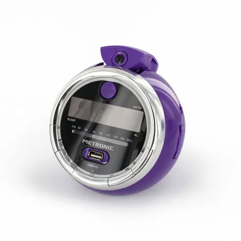 METRONIC Radio-réveil Pop Purple FM USB Projection Double Alarme - Violet - Violet 4 METRONIC Radio-réveil Pop Purple FM USB Projection Double Alarme - Violet - Violet – Image 4