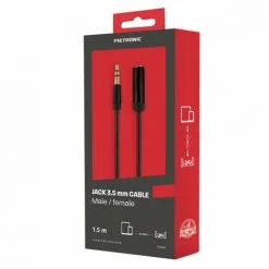 METRONIC Câble Audio Jack Stéréo 3,5 Mm Mâle/fem. 1,5 M - Noir -Metronic Soldes Boutique 36012347 3