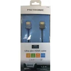 METRONIC Câble HDMI High Speed + Ethernet Mâle/mâle Ultra Fin 1,5 M - Noir -Metronic Soldes Boutique 5067791 3