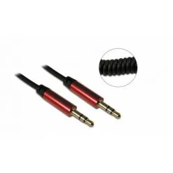 METRONIC Câble Audio Jack Stéréo 3,5 Mm Mâle/mâle Spirale 1 M - Noir Et Rouge - Noir
