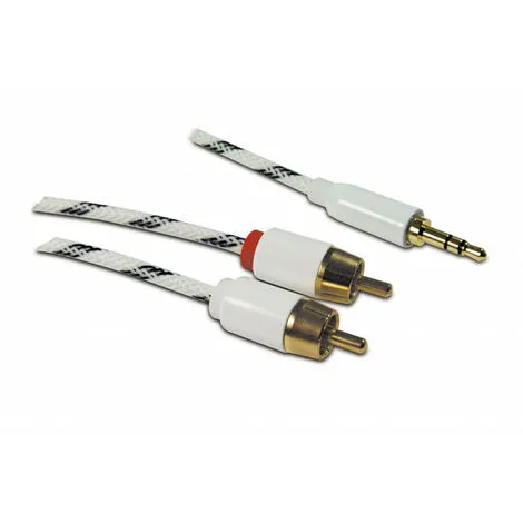 METRONIC Câble Audio Jack Stéréo 3,5 Mm Mâle/2 RCA Mâle 1 M - Noir Et Blanc - Blanc 1 METRONIC Câble Audio Jack Stéréo 3,5 Mm Mâle/2 RCA Mâle 1 M - Noir Et Blanc - Blanc
