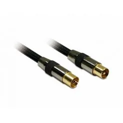 METRONIC Câble TV Premium Coax. 9,52 Mm Dorées Mâle/fem. Gaine Tressée 1,5 M - Noir - Noir