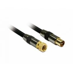 METRONIC Câble TV Premium Coax. F/9,52 Mm Mâle/mâle Dorées Gaine Tressée 1,5 M - Noir - Noir