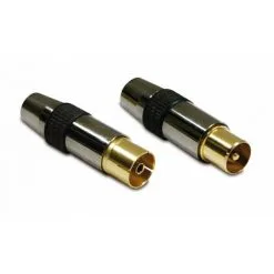 METRONIC Fiche TV Premium (lot De 2) Dorée Blindée 9,52 Mm Mâle/fem. - Gris