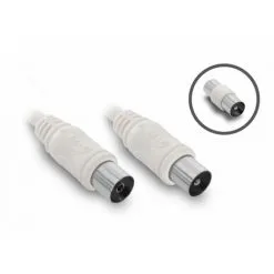 METRONIC Câble TV Coaxial 9,52 Mm Mâle/fem. + Adaptateur Mâle/mâle 2 M - Blanc - Blanc