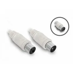 METRONIC Câble TV Coaxial 9,52 Mm Mâle/fem. + Adaptateur Mâle/mâle 5 M - Blanc - Blanc