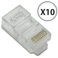 METRONIC Fiche (lot De 10) RJ45 Mâle à Sertir Contacts Dorés - Transparent