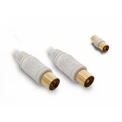 METRONIC Câble TV Coaxial 9,52 Mm Mâle/fem. + Adaptateur Mâle/mâle 25 M - Blanc - Blanc