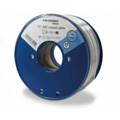 METRONIC Câble TV Coaxial Bobine 19 VATC 25 M - Blanc - Noir