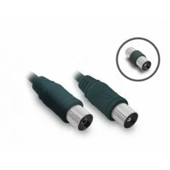 METRONIC Câble TV Coaxial 9,52 Mm Mâle/fem. + Adaptateur Mâle/mâle 2 M - Noir - Noir