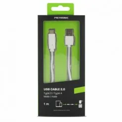 METRONIC Câble USB-C Mâle/USB-A Mâle 2.0 - 1 M - Blanc - Blanc -Metronic Soldes Boutique 58688632 3