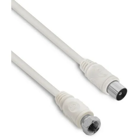 METRONIC Câble TV Satellite Coaxial F/9,52 Mm Mâle/mâle 2 M - Blanc 1 METRONIC Câble TV Satellite Coaxial F/9,52 Mm Mâle/mâle 2 M - Blanc