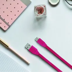 METRONIC Câble USB 2.0 USB-A Mâle/USB-C Mâle Plat 1 M - Rose Fuchsia - Rose -Metronic Soldes Boutique 58688660 3