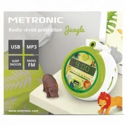 METRONIC Radio-réveil Jungle FM USB Projection Double Alarme - Vert -Metronic Soldes Boutique 58688665 3