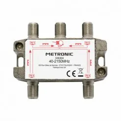 METRONIC Répartiteur TV/SAT 4 Sorties à Fiche F Blindé Métal - Gris