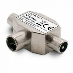METRONIC Répartiteur TV En T 9,52 Mm 2 Mâles/1 Fem. Blindé Métal - Gris