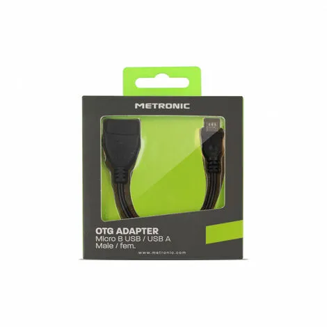 METRONIC Câble Micro USB OTG Micro B /A Fem. - Noir - Noir 2 METRONIC Câble Micro USB OTG Micro B /A Fem. - Noir - Noir – Image 2
