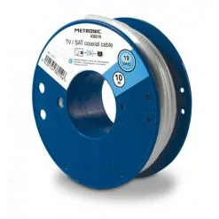 METRONIC Câble TV Coaxial Bobine 19 VATC 10 M - Blanc - Blanc